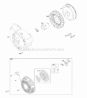 Blower Housing Flywheel Rewind Starter Diagram and Parts List for 250035-0110-B1  Briggs and Stratton Engine